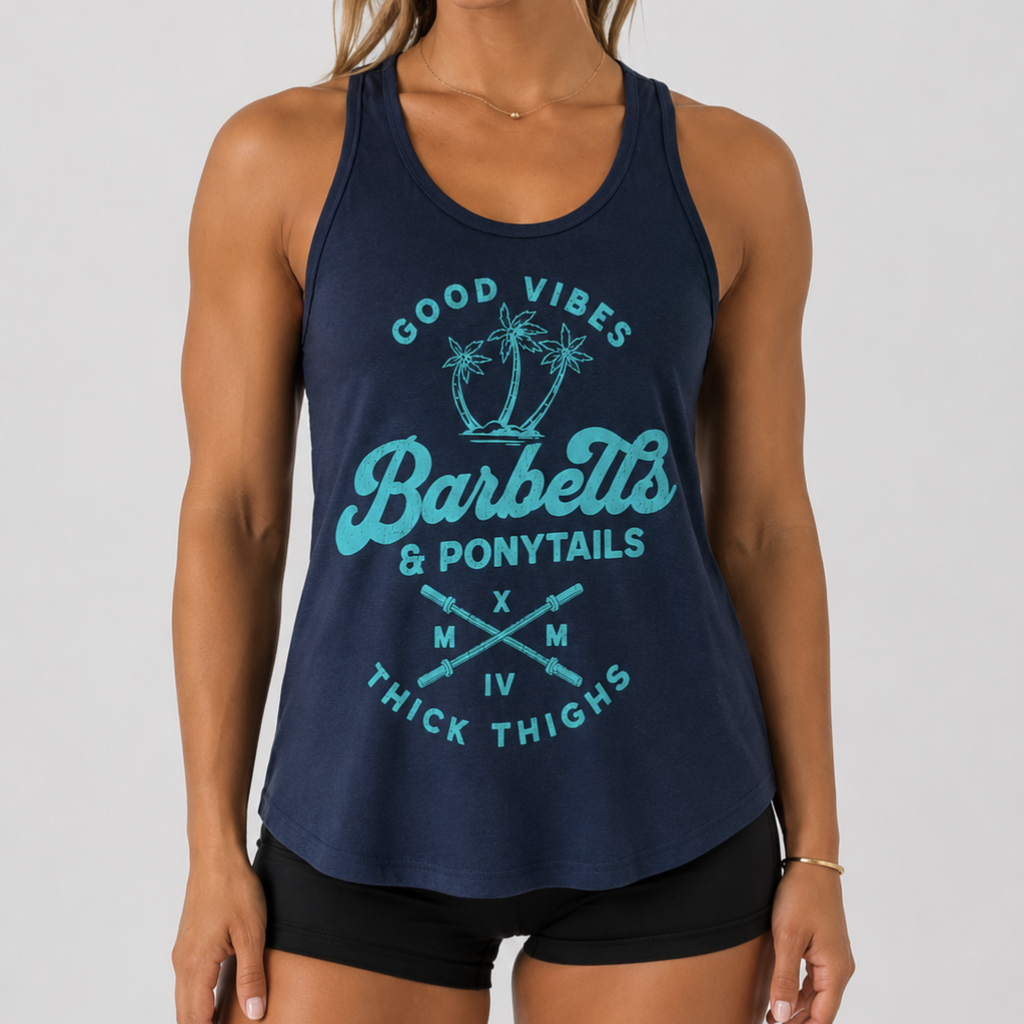 Good Vibes+Thick Thighs Twistback Tank
