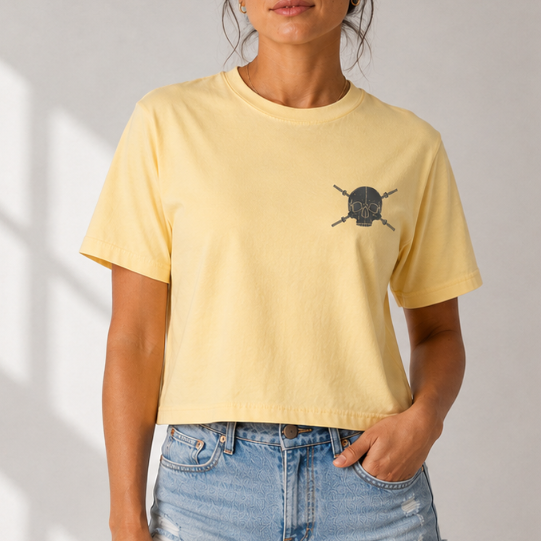 Skulls &amp; Barbells Boxy Modest Crop T