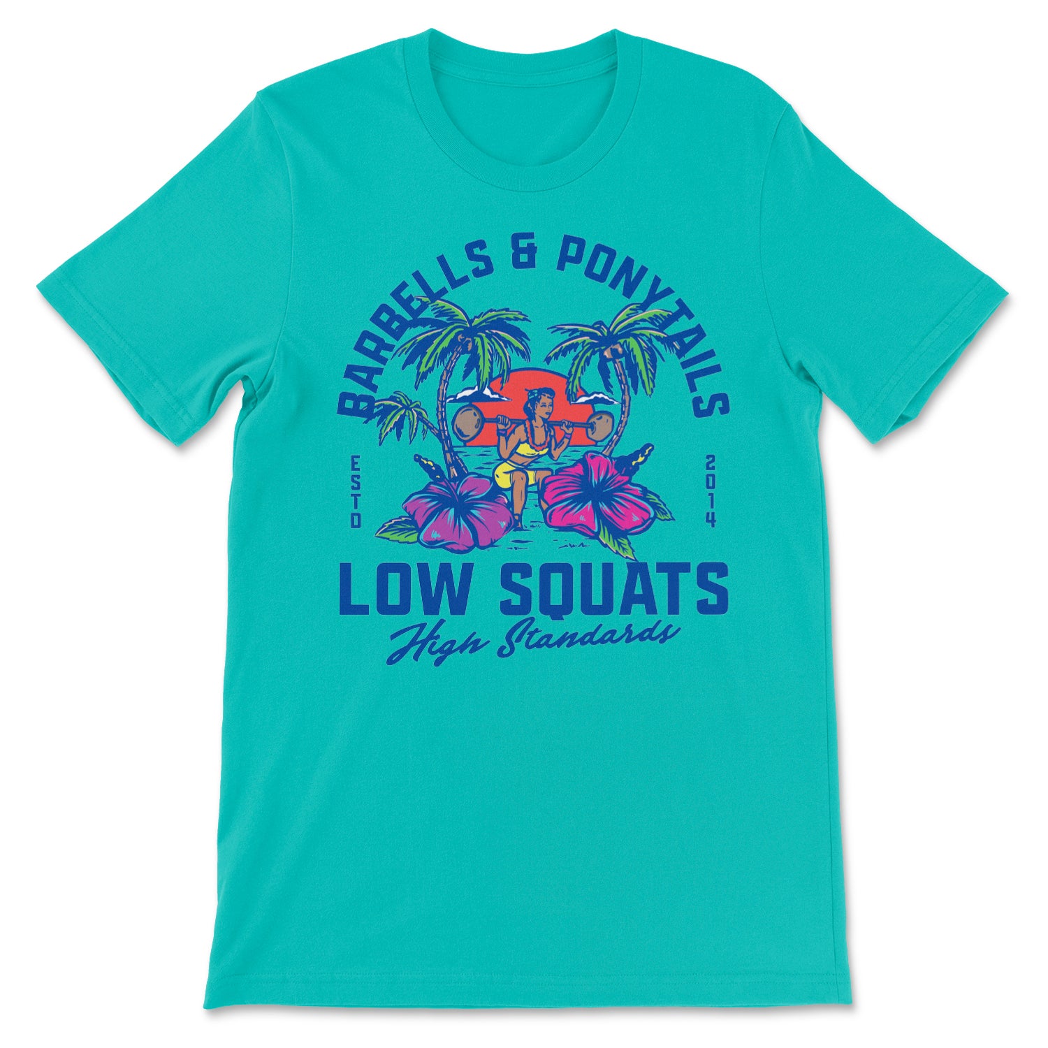 green t-shirt with muscle beach design